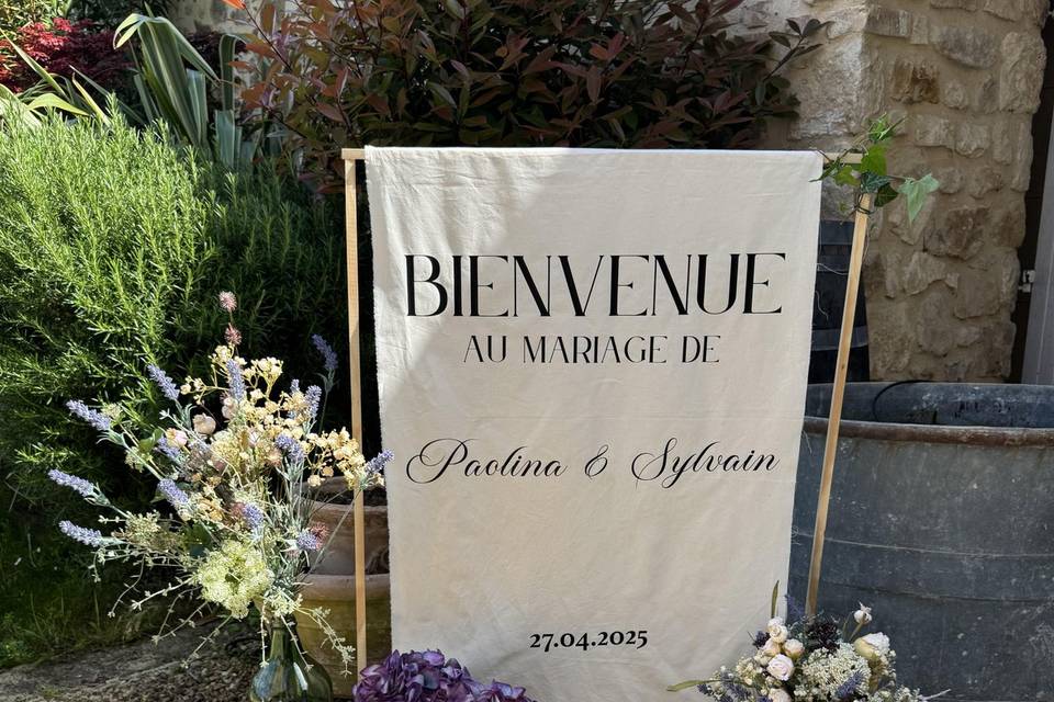 Panneau de bienvenue en lin