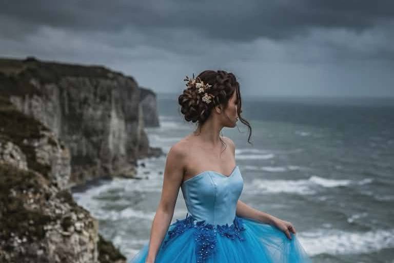 Robe de mariée bleue