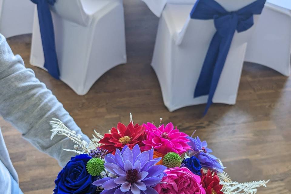 Bouquet de mariée multicolore