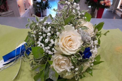 Bouquet de mariée blanc et ble