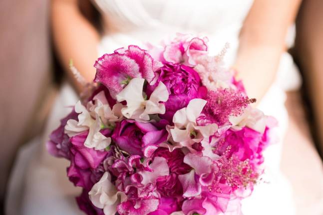 Bouquet pois de senteur rosé