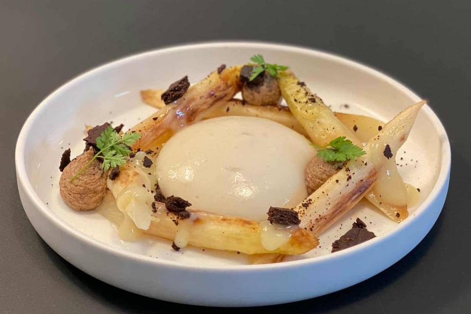 Asperges, café et yuzu