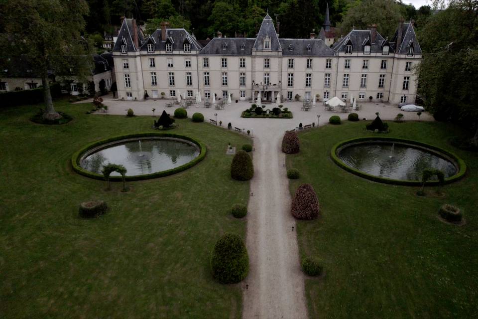 Vue drone château Aveny