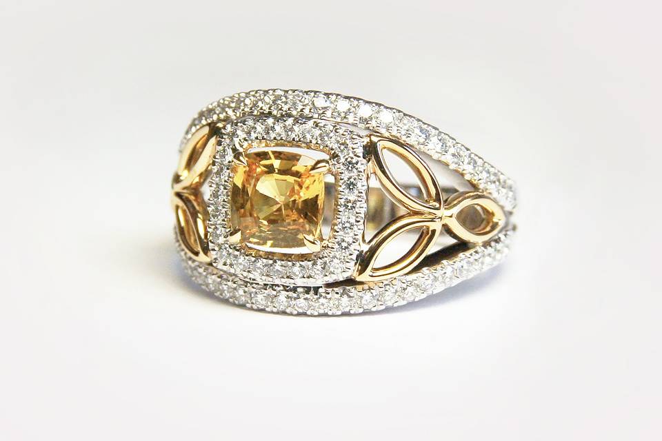 Bague bicolore saphir jaune