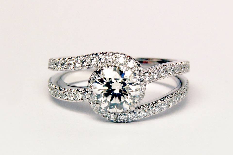 Bague Wave diamant rond