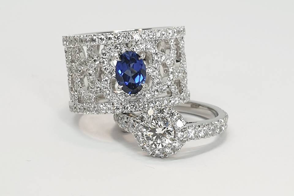 Bague bandeau saphir & Eole