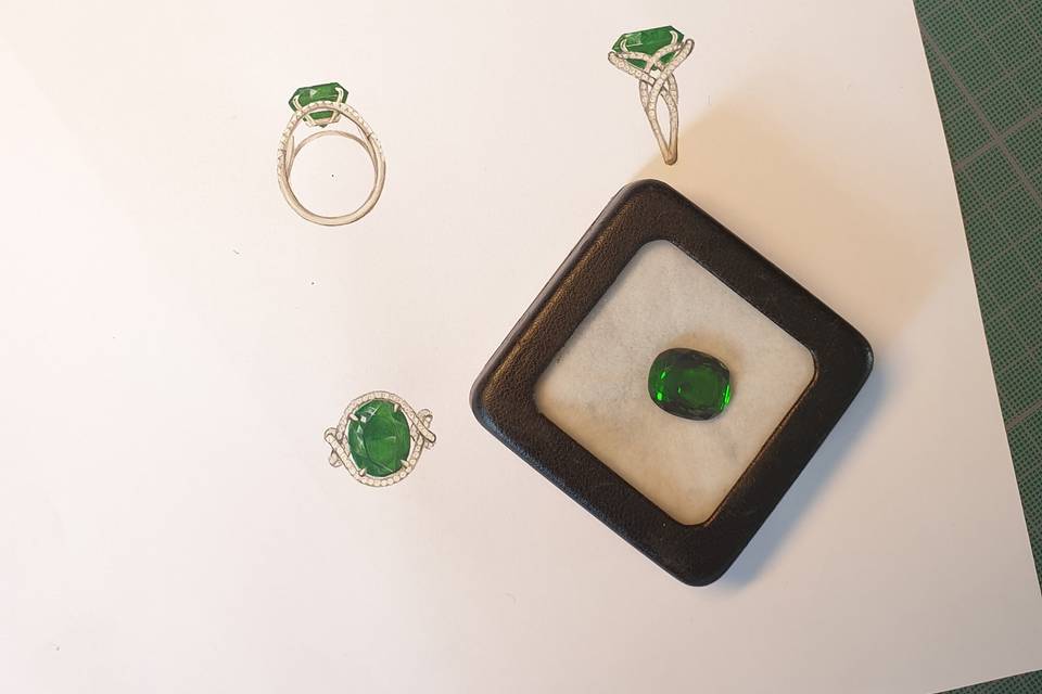 Gouaché bague 4 bandes