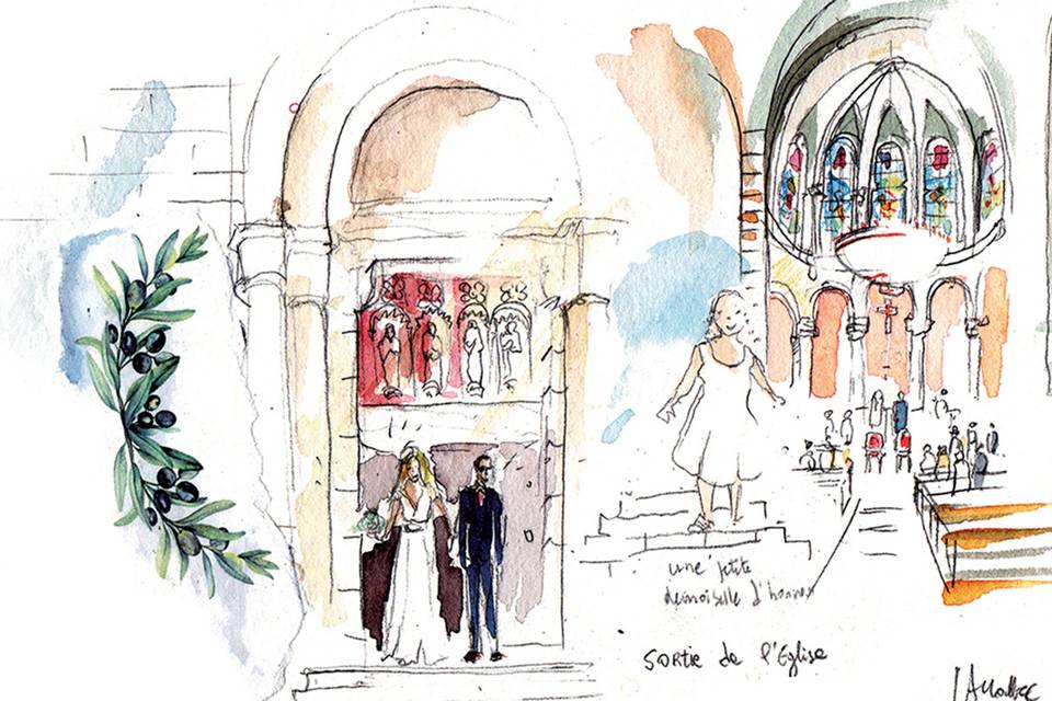 Intérieur et sortie d'églie