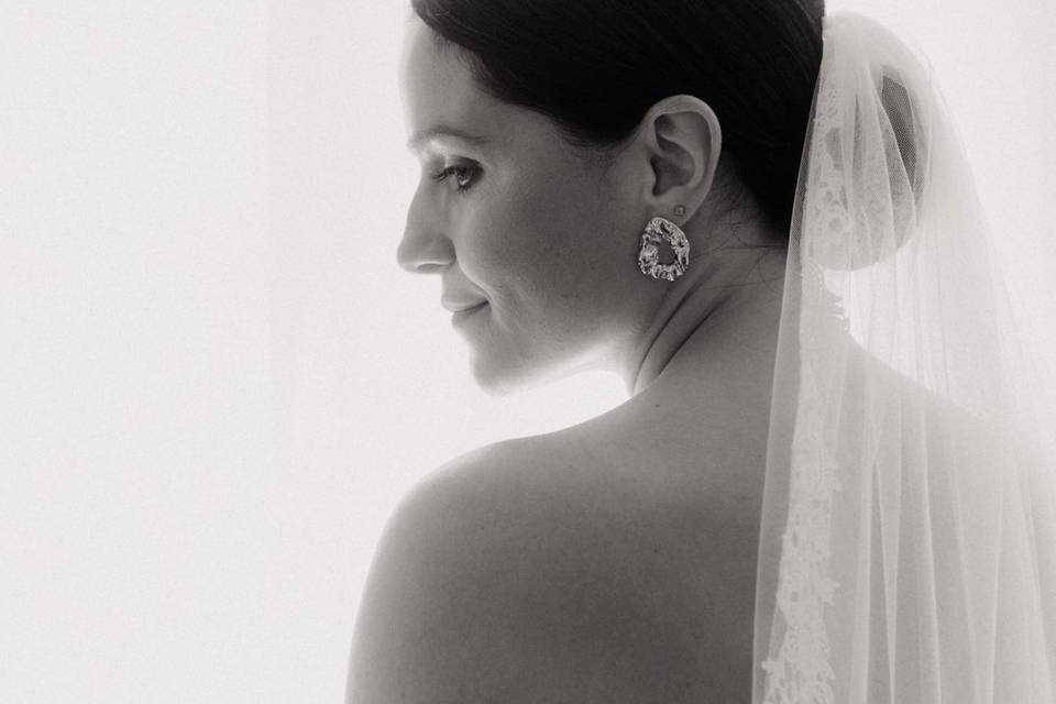 Portrait mariée noir et blanc