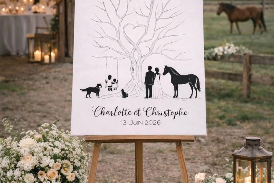Toile à empreintes arbre