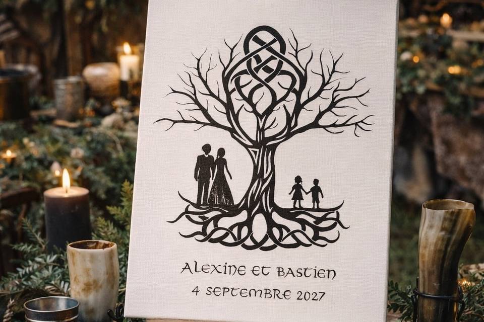 Toile à empreintes arbre vikin