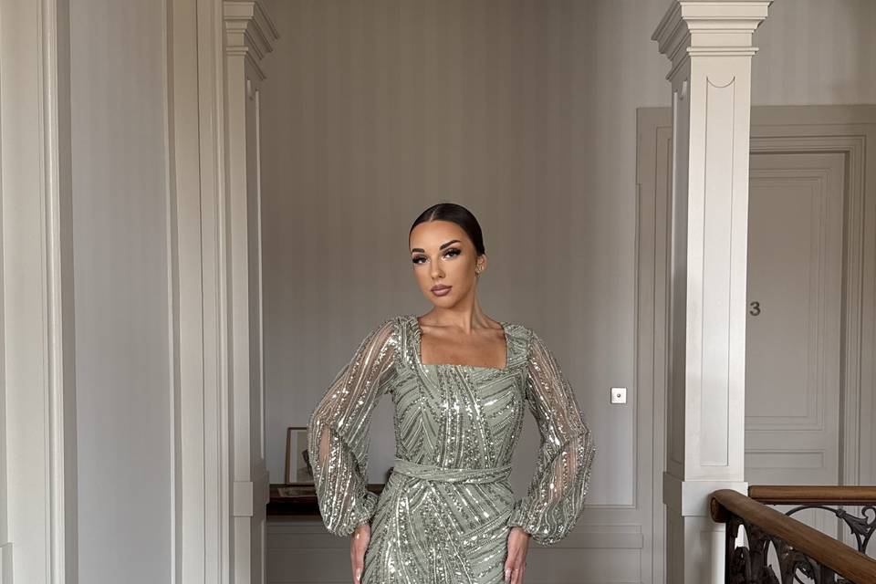 Robe de cérémonie vert sauge