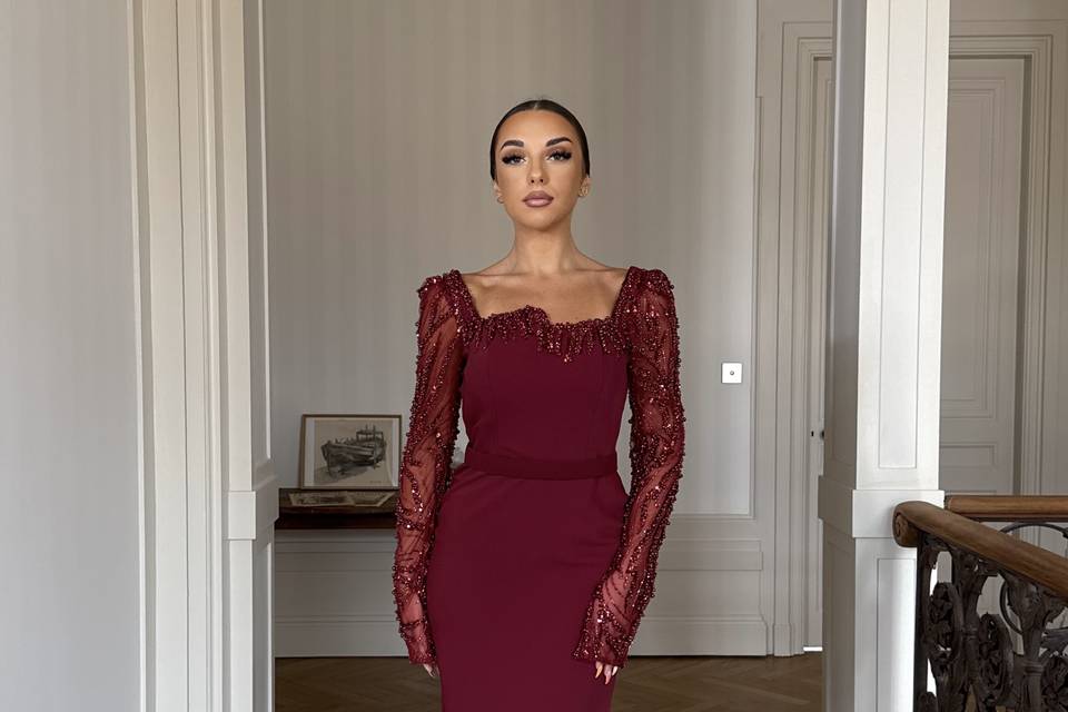 Robe de soirée bordeaux