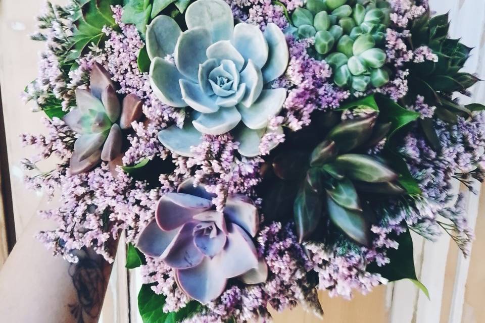 Bouquet de mariée plantes gras
