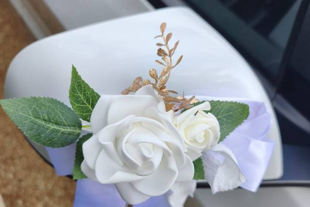 Décoration rétroviseur mariage