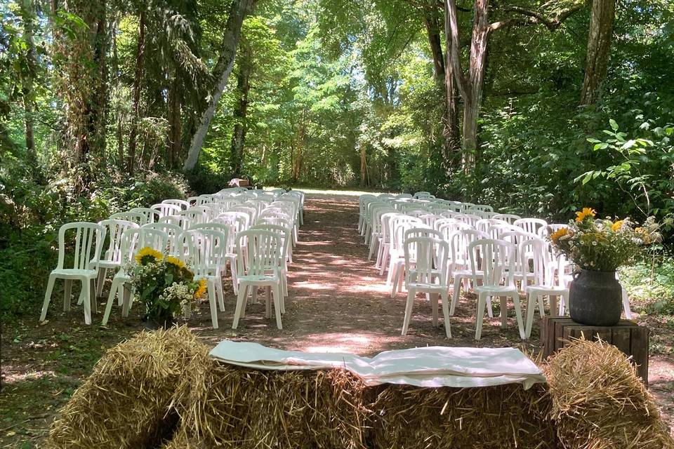 Mariage sous les arbres.