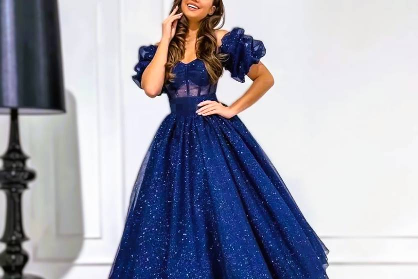 Elegant Navy Blue Ball Gown