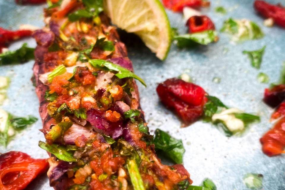 Poulpe grillé chimichurri