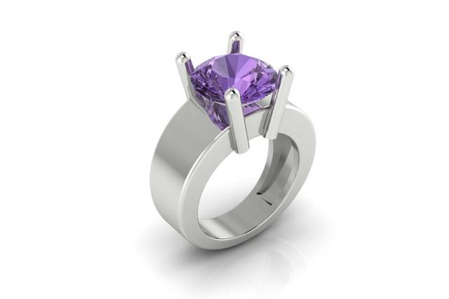 Bague solitaire or blanc