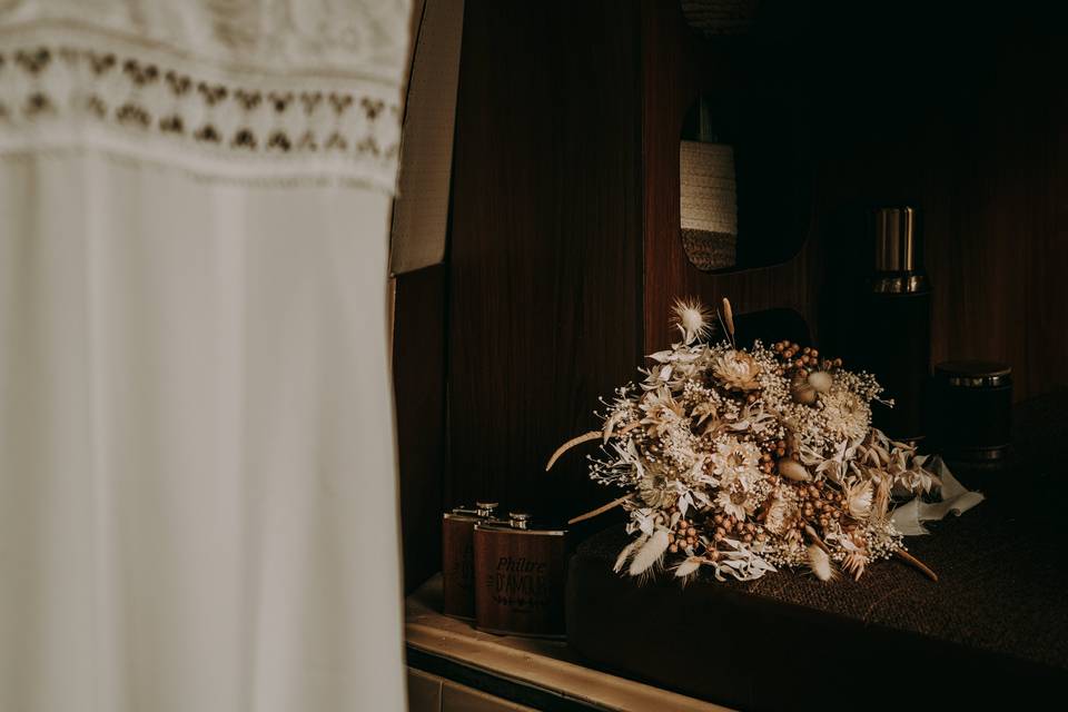 Bouquet mariée fleurs séchées