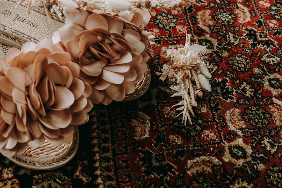 Boutonnière fleurs séchées