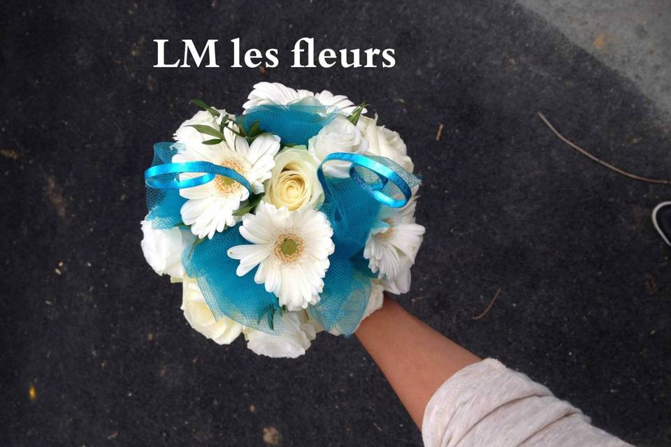 Bouquet de mariée Blanc&Bleu