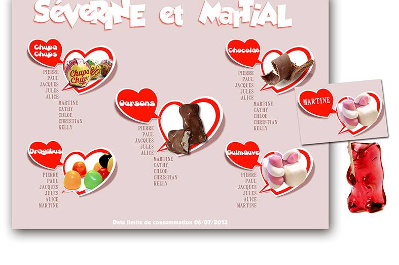 Plan de tables : sucre d'orge