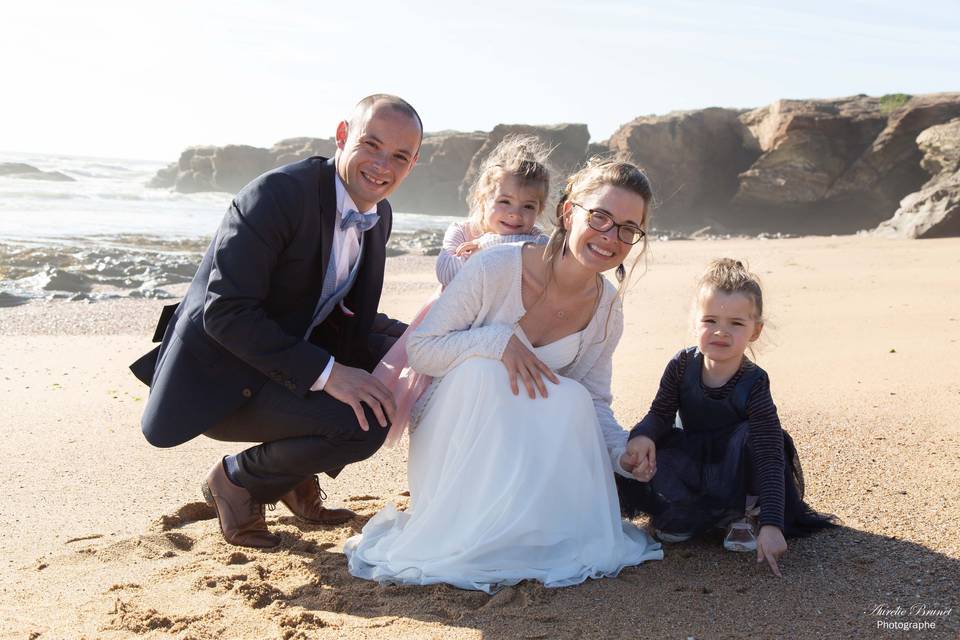 Mariage en famille à la plage