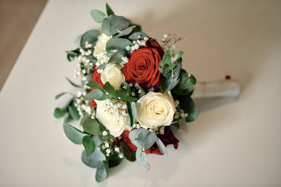 Bouquet de mariée rouge/blanc