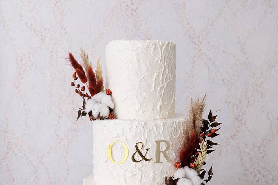 Wedding cake fleurs sechees