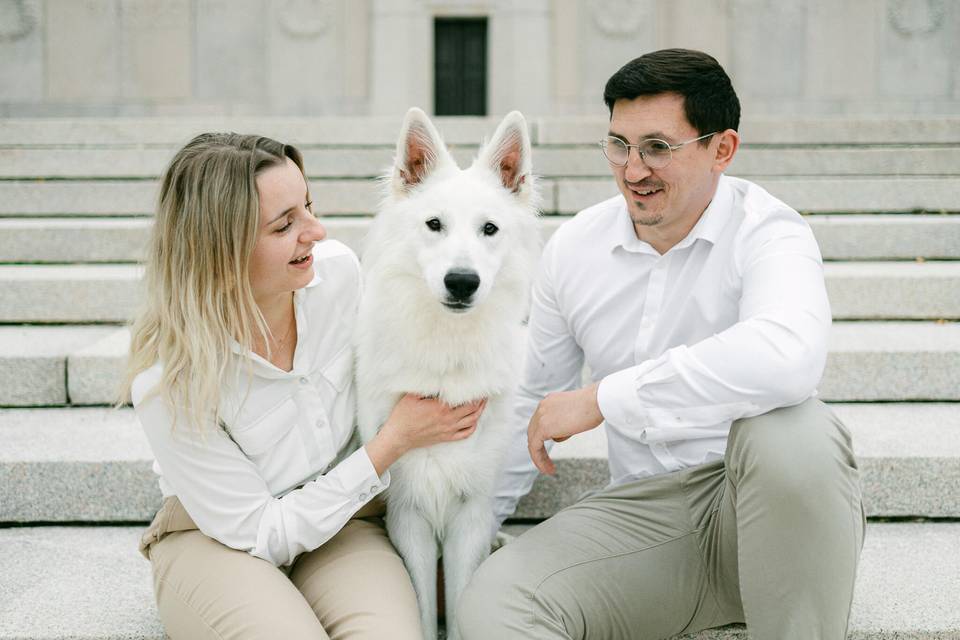 Séance photo couple avec chien
