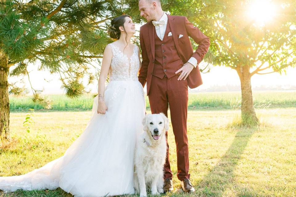 Séance photo couple avec chien