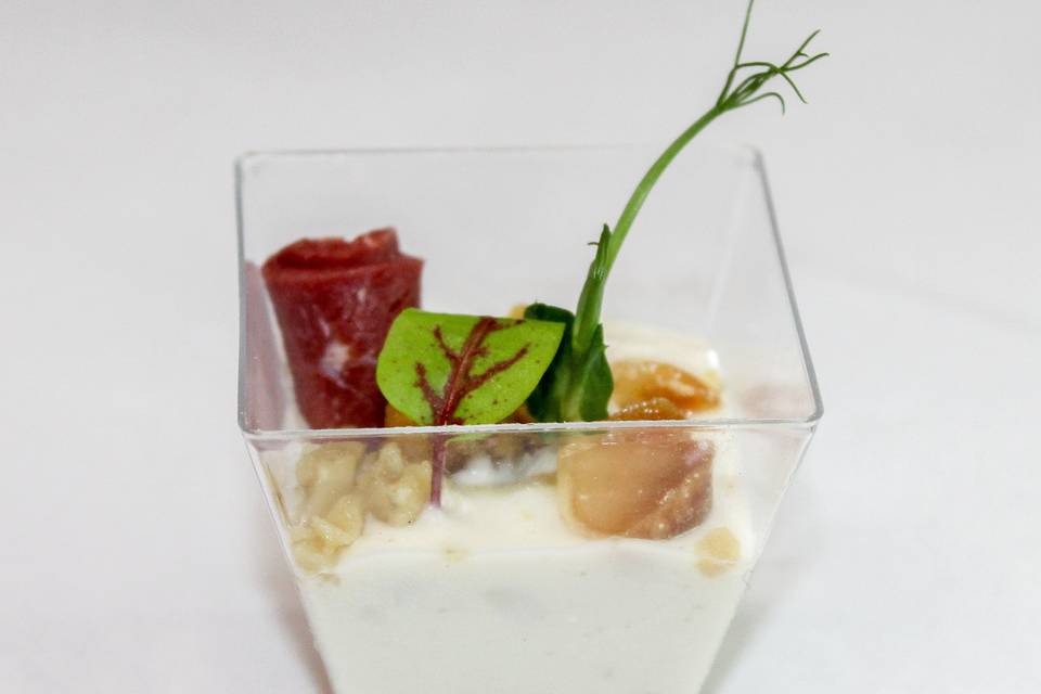 Verrine de topinambour magret