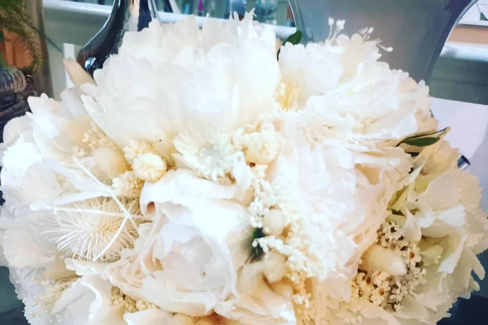 Bouquet de mariée fleurs séché