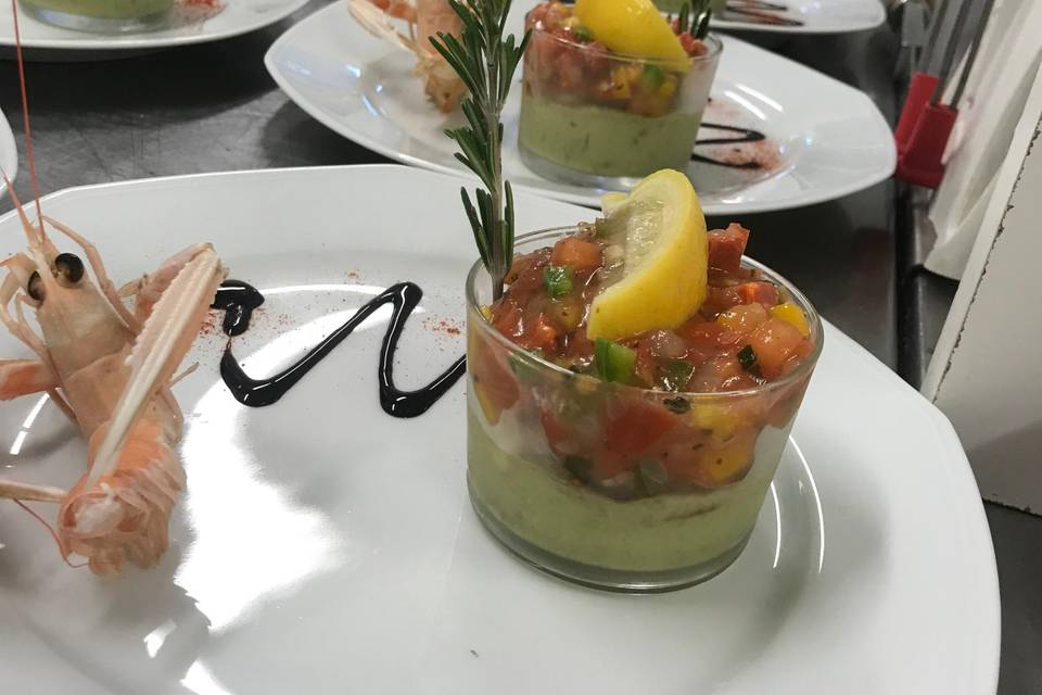 Tiramisu avocat et gambas