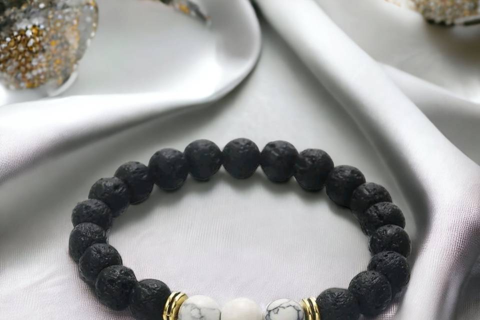 Bracelet en lave et howlite