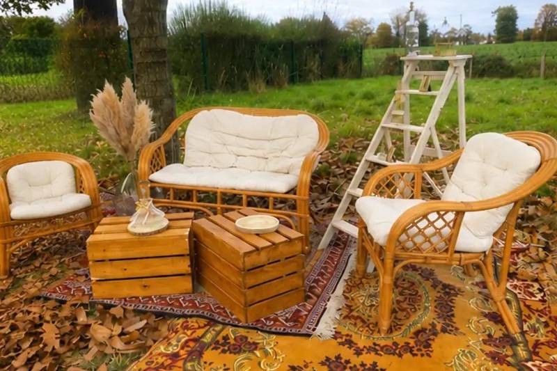 Salon lounge en rotin