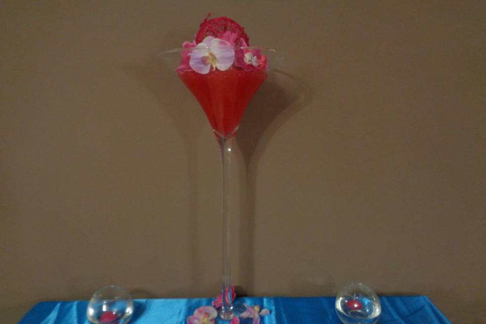 Vase martini avec bille d'eau