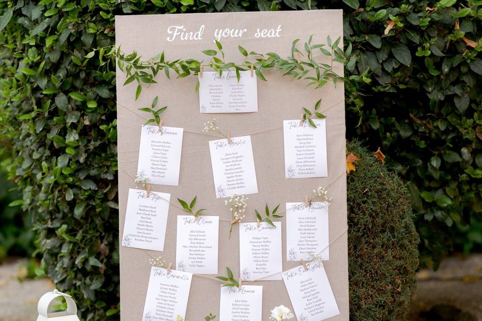 Mariage plan de table