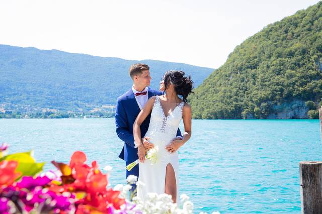 Photo de couple au lac