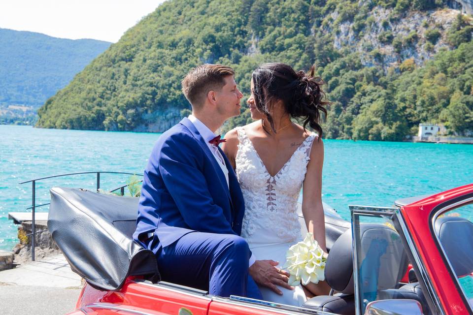 Photo de couple au lac