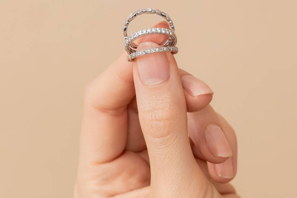Alliances or blanc et diamants