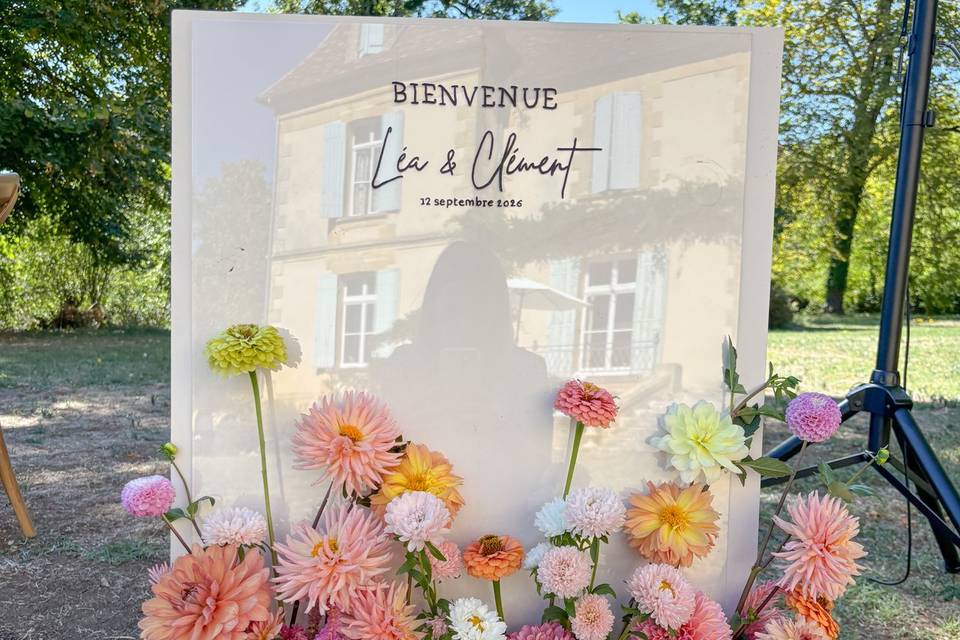 Panneau d'accueil fleuri