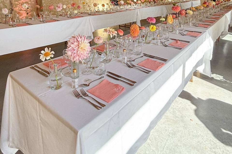 Chemin de table soliflores