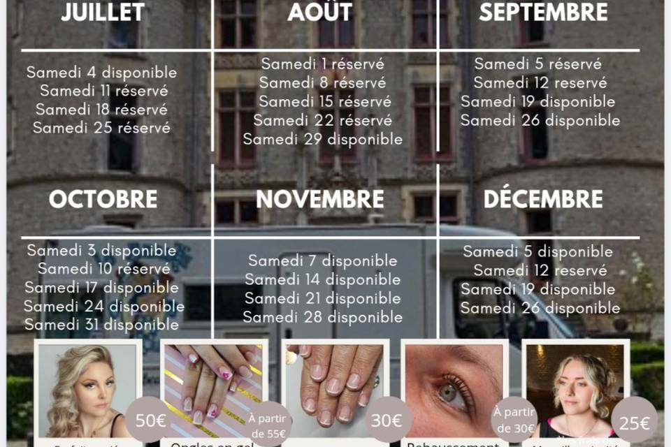 Mes disponibilités pour 2026