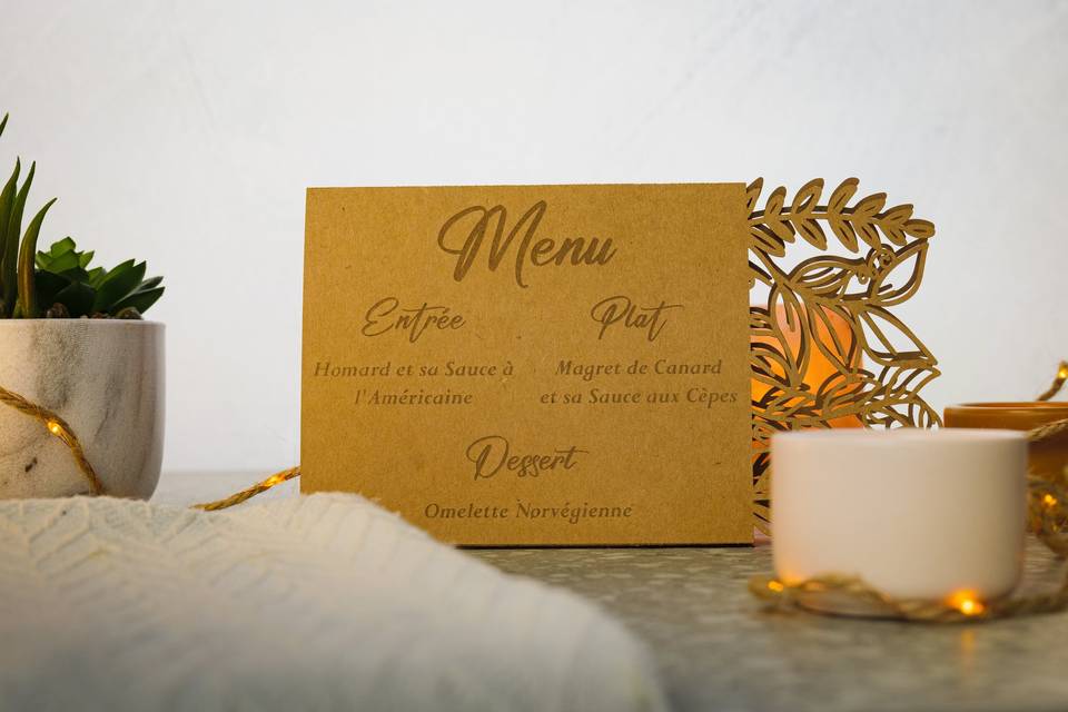 Menu papier kraft