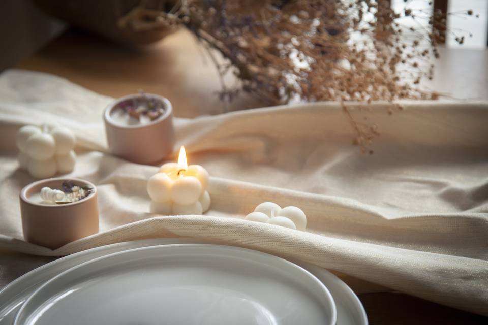 Table déco bougies