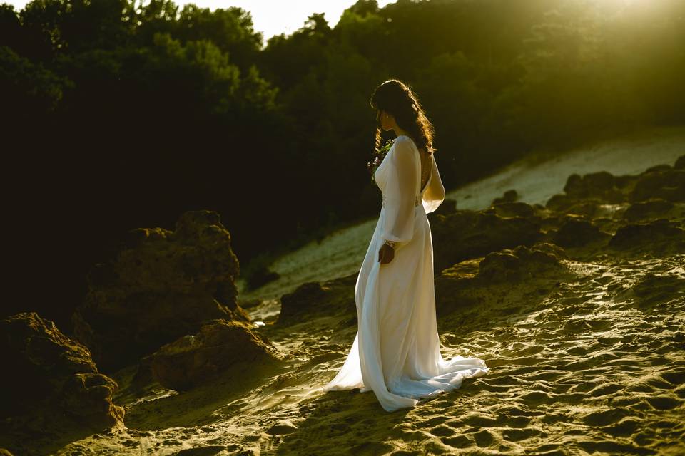 Carla au couché du soleil