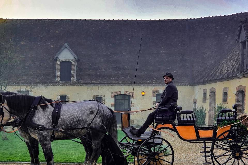 Arrivée en calèche