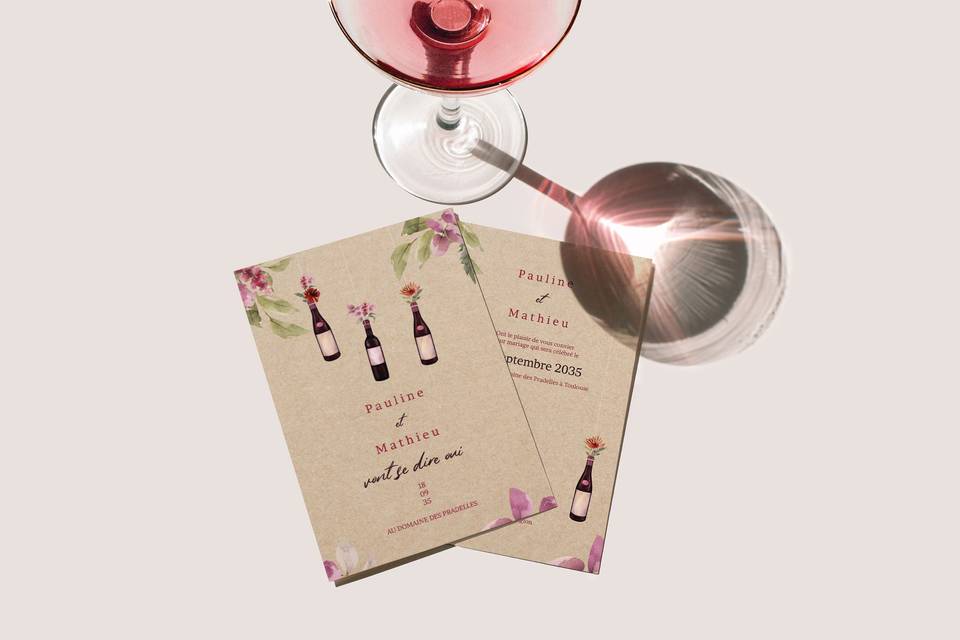 Faire-part mariage vignoble